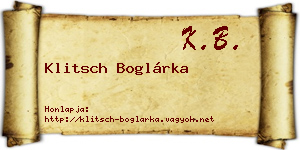Klitsch Boglárka névjegykártya